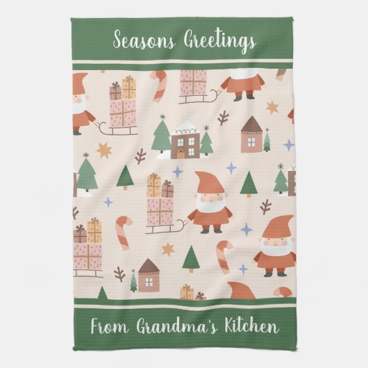 Oma's Keuken Sinterklaas Patroon Gepersonaliseerd Theedoek (Verticaal)