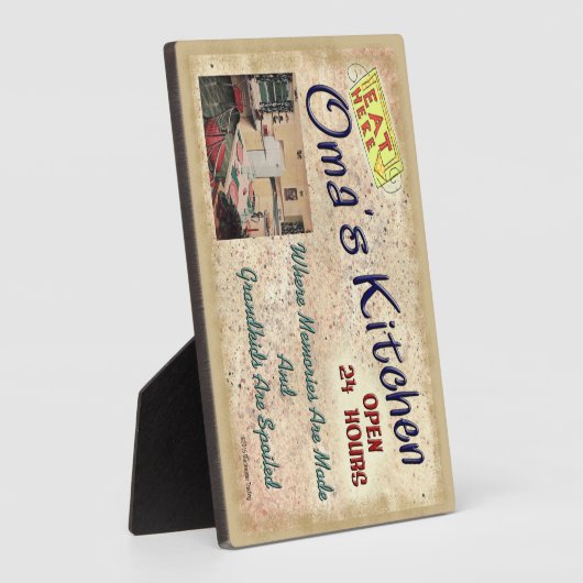 Oma's Keuken waar kleinkinderen gespuugd plaque zi Fotoplaat (Zijkant)