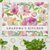Oma's Keuken Waterverf Bloemen Gepersonaliseerd Theedoek (Gevouwen)