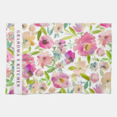 Oma's Keuken Waterverf Bloemen Gepersonaliseerd Theedoek (Horizontaal)