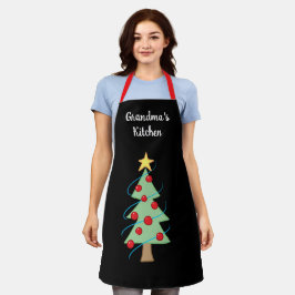 Oma's Keukenkerstboom Black Apron Schort