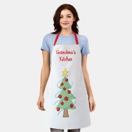 Oma's Keukenkerstboom White Apron Schort