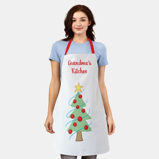 Oma's Keukenkerstboom White Apron Schort (Gedragen)