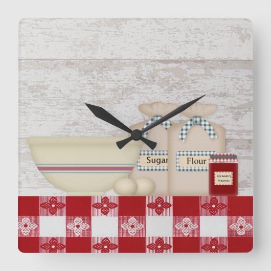 Oma's Keukenwandklok Vierkante Klok (Voorkant)