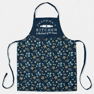 Oma's Kitchen Blue Floral Pattern Schort