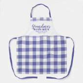 Oma's Kitchen Custom Periwinkle Gingham Check Schort (Voorkant)