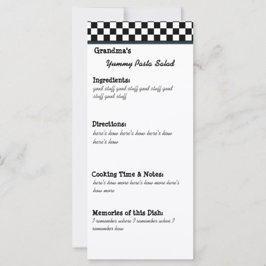 Oma's Kitchen Recipe Kaart (Achterkant)