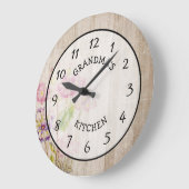 Oma's Kitchen Rustic Floral Wood Clock Grote Klok (Hoek)