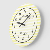 Oma's Kitchen Yellow and White Striped Clock Grote Klok (Hoek)