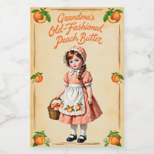 Oma's Klassieke Perzikboter Voedselcontainer Etiket