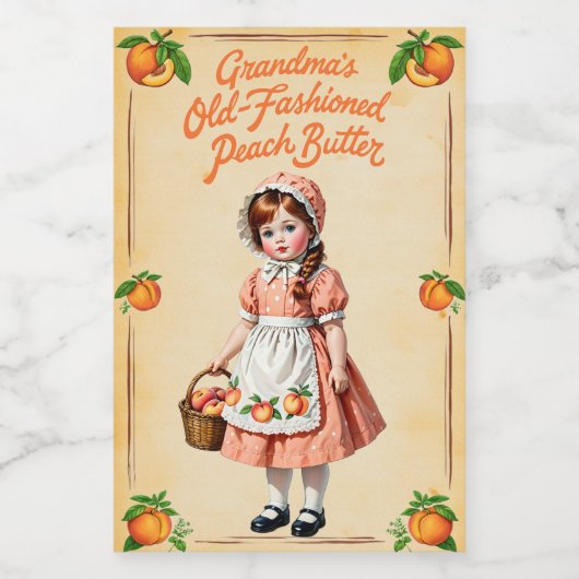 Oma's Klassieke Perzikboter Voedselcontainer Etiket (Enkel label)