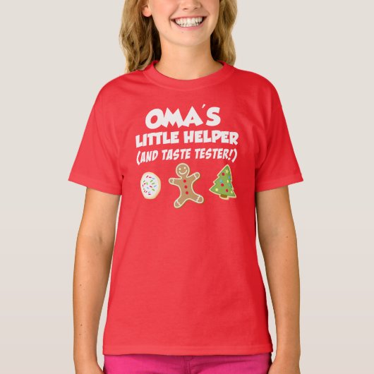 Oma's kleine helper kerstkoekjes t-shirt (Voorkant)