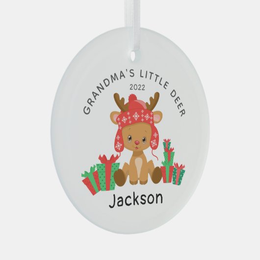 Oma's kleine kerstfeest glas ornament (Voorkant Rechts)