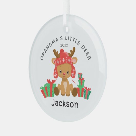 Oma's kleine kerstfeest glas ornament (Voorkant links)