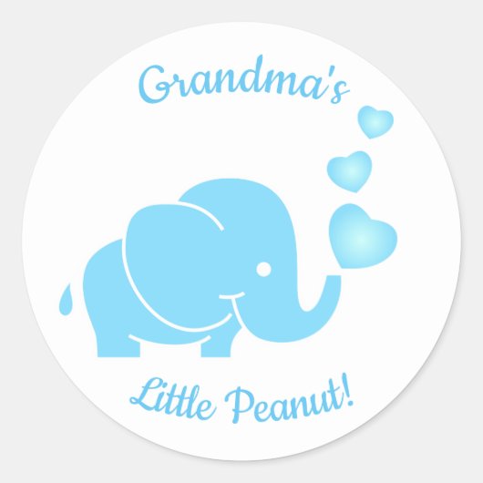 Oma's kleine pinda baby blauw ronde sticker (Voorkant)