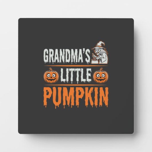 Oma's Kleine Pompoen Halloween Heks Ontwerp Fotoplaat (Voorkant)