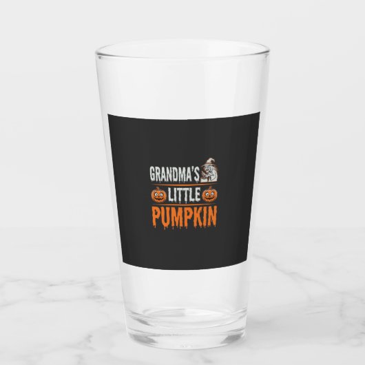 Oma's Kleine Pompoen Halloween Heks Ontwerp Glas (Voorkant)