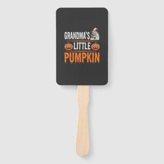 Oma's Kleine Pompoen Halloween Heks Ontwerp Handwaaier (Voorkant)