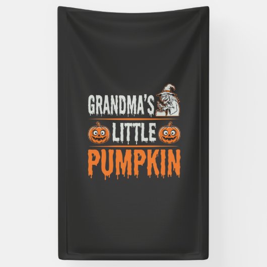 Oma's Kleine Pompoen Halloween Heks Ontwerp Spandoek (Verticaal)