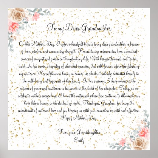 Oma's Liefde: Een Moederdag Eerbetoon aan Oma Poster (Voorkant)