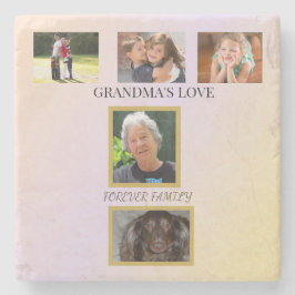 Oma's liefdesbetuiging - goud randontwerp stenen onderzetter