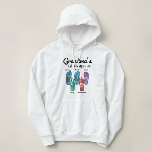 Oma's Lil' Footprint Personalized Flip Flop Hoodie (Design voorkant)