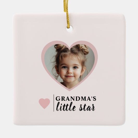 "Oma's Little Star Foto Gepersonaliseerde Foto Keramisch Ornament (Voorkant)