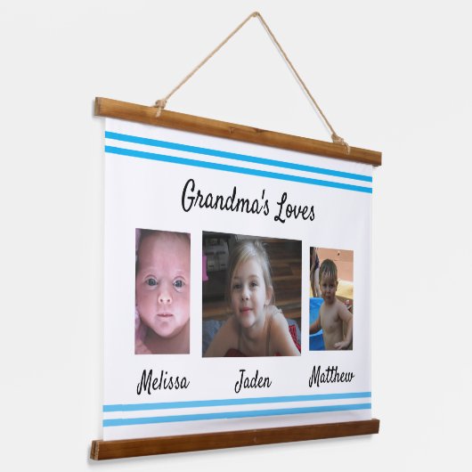 Oma's Love | Foto's van kleinkinderen Hangend Wandkleed (Gebogen)
