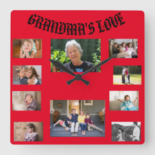 Oma's Love Square Wall klok