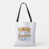 Oma's Love Sunflower Heart House Design Tote Bag (Achterkant)