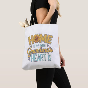 Oma's Love Sunflower Heart House Design Tote Bag