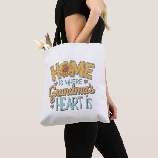 Oma's Love Sunflower Heart House Design Tote Bag (Dichtbij)