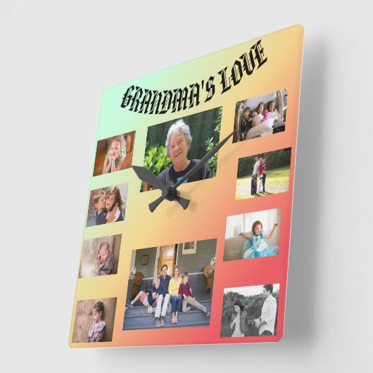 Oma's Love Vierkante Wandklok (Hoek)