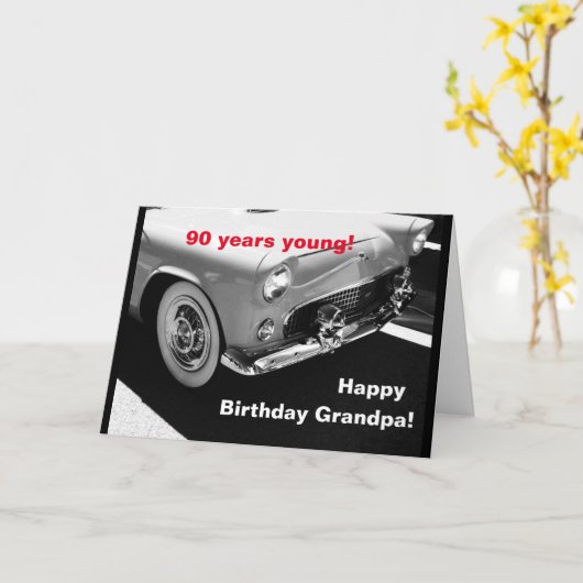 Oma's oldtimer - 90ste verjaardag kaart (Gele Bloem)