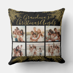 Oma's op maat gemaakte elegante kerstfoto-collage kussen