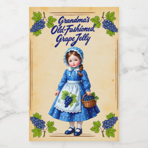 Oma's ouderwetse druivengelei vintage voedselcontainer etiket
