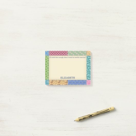 Oma's Patchwork Quilt Custom Post-it® Notes (Op bureau)