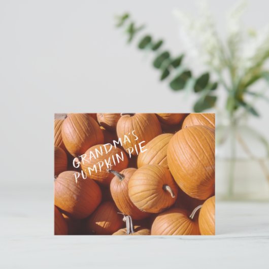 Oma's pomkin Pie Recipe Oranje Herfst Squash Briefkaart (Staand voorkant)