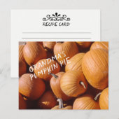 Oma's pomkin Pie Recipe Oranje Herfst Squash Briefkaart (Voorkant / Achterkant)