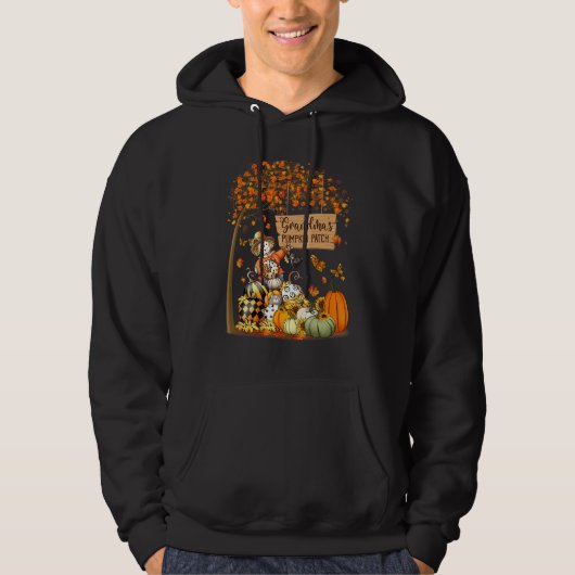 Oma's Pompoenveld Herfstbladeren Vogelverschrikker Hoodie (Voorkant)