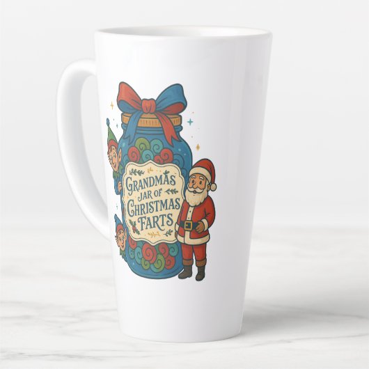 Oma's Pot met Kerstscheten Grappige Kerst Latte Mok (Linkerhoek)
