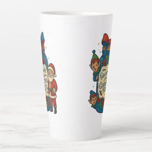 Oma's Pot met Kerstscheten Grappige Kerst Latte Mok (Voorkant)