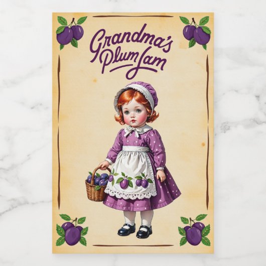 Oma's Pruimenjam Vintage Voedselcontainer Etiket (Enkel label)