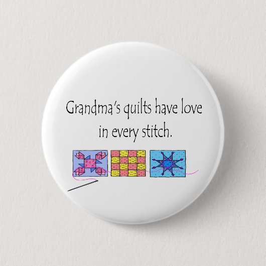 Oma's Quilts T-shirts en Gifts. Ronde Button 5,7 Cm (Voorkant)