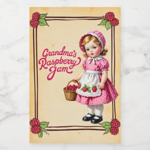 Oma's Raspberry Jam  Eten Label Voedselcontainer Etiket