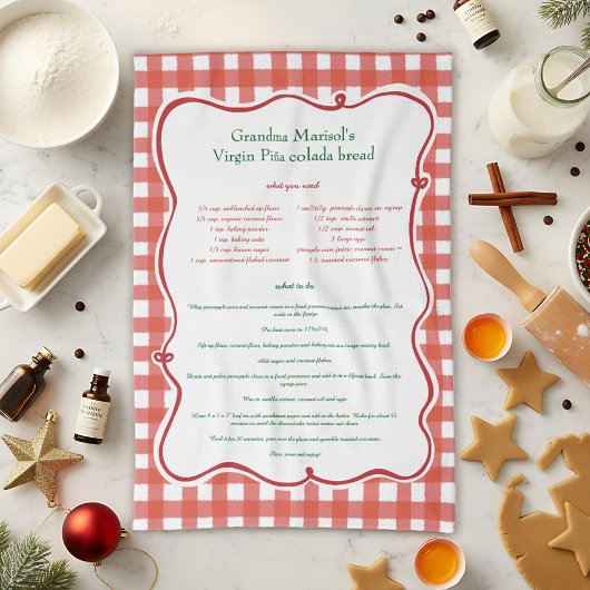 Oma's Recept Rode Gingham Familie-erfstuk Theedoek