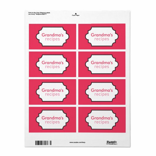 Oma's Recipes Collectie Etiket (Full Sheet)