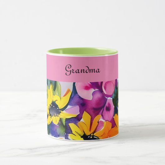 Oma's speciale waterverf floraal mok (Midden)