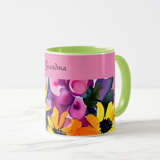 Oma's speciale waterverf floraal mok (Voorkant rechts)