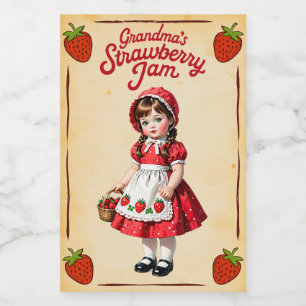 Oma's Strawberry Jam  Eten Label Voedselcontainer Etiket